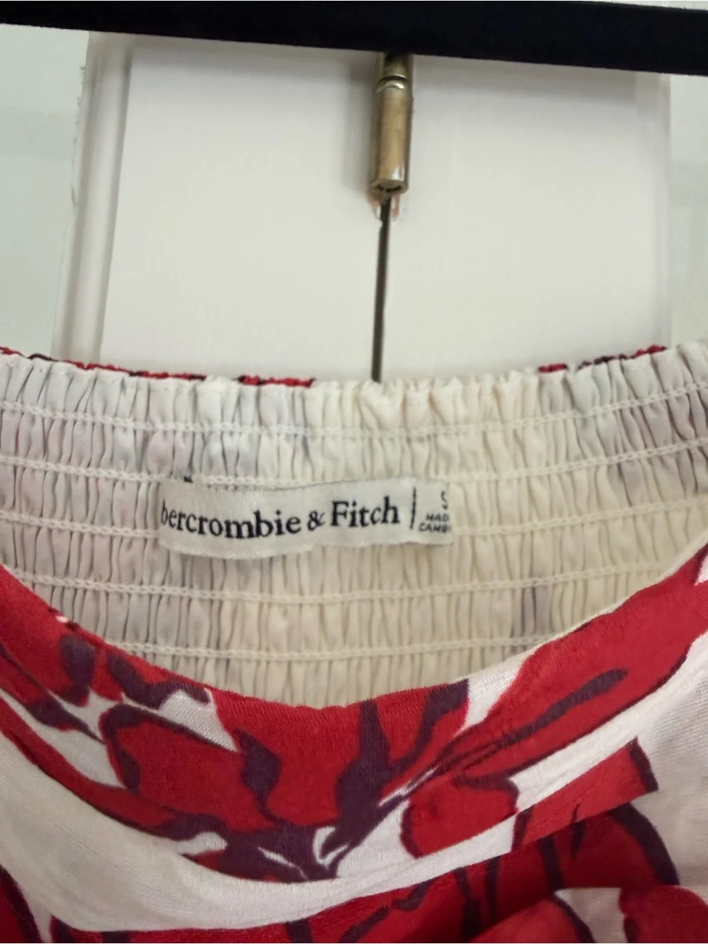 Abercrombie and fitch Emerson off the shoulder red and white floral maxi dress